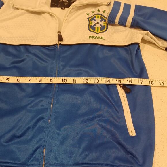 Rare Brazil CBF Established 1914 Embroired Soccer Jacket Kids Size 14 - Picture 5 of 6
